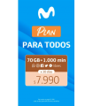 Chip Plan para todos de Movistar 70Gb 1000 min. llamadas