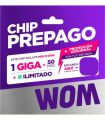 Chip prepago WOM 1Gb mas 50 minutos