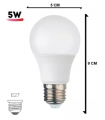 Ampolleta bola E-27 Luz Fria. 5w