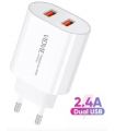 Cargador USB x 2 con cable MicroUsb 2,4A